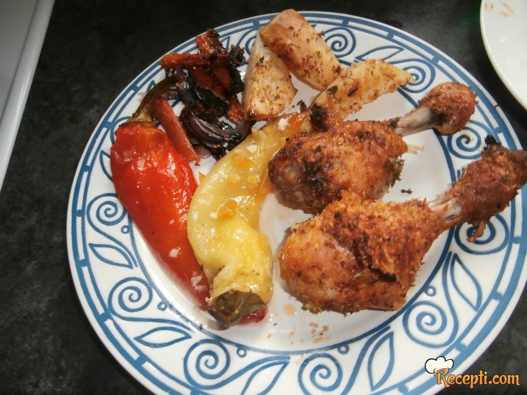 Običan ručak, pileći bataci, pečene paprike