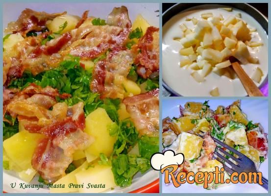 Krompir i slanina u sosu od sira - Potato and bacon in cheese sauce