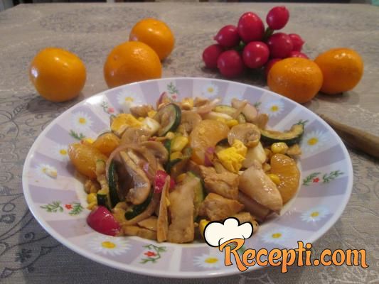 Grilovana piletina sa povrćem i mandarinama