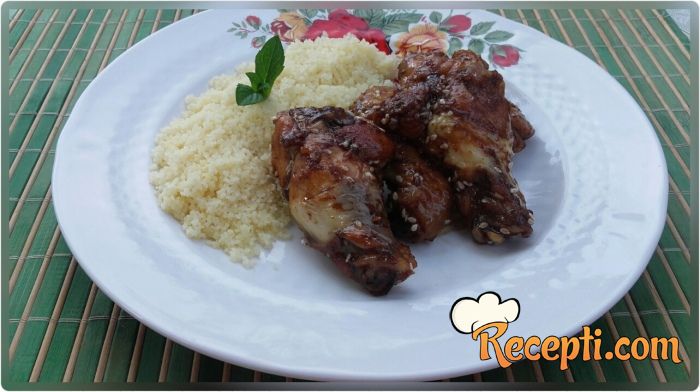Teriyaki chicken wings & couscous