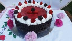 Jagoda torta sa čokoladnom ogradicom